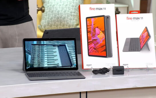 amazon fire tablet next to boxes